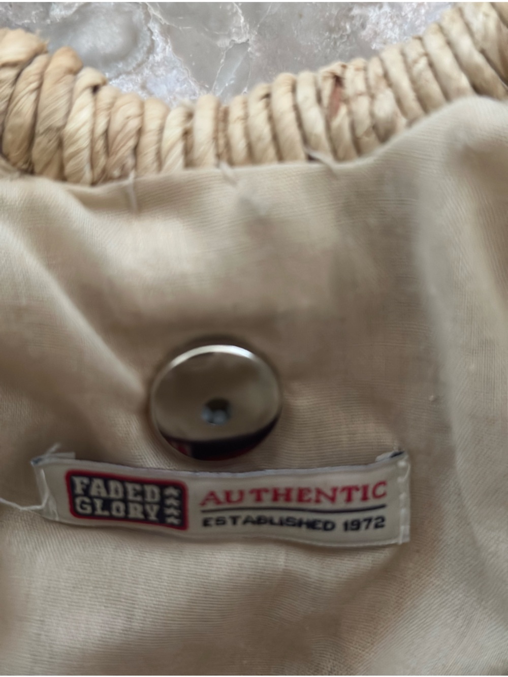 Faded Glory Neutral Woven Tote with Metal Snap - Picture 2 of 10